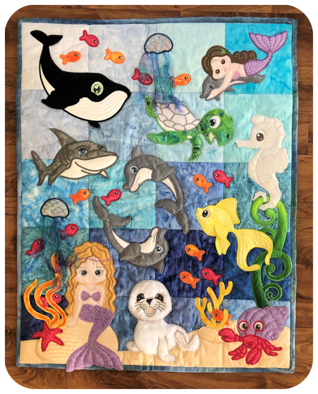 Large Applique Sea Collection Quilt by Kreative Kiwi - 800 long