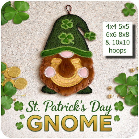 20 FEB - New Large Applique St Patrick’s Gnome & Free Wildlife Set!