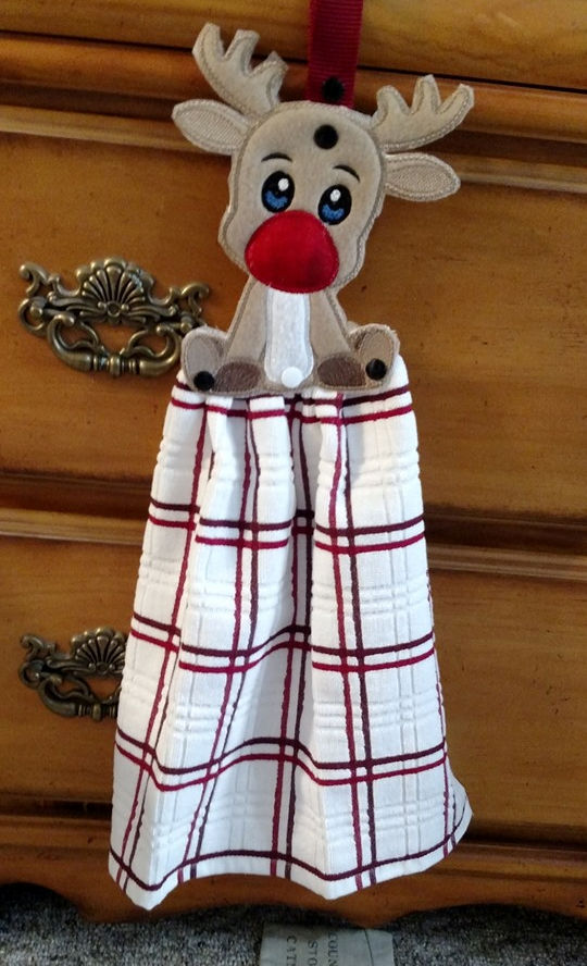 Reindeer Towel Topper by Karen