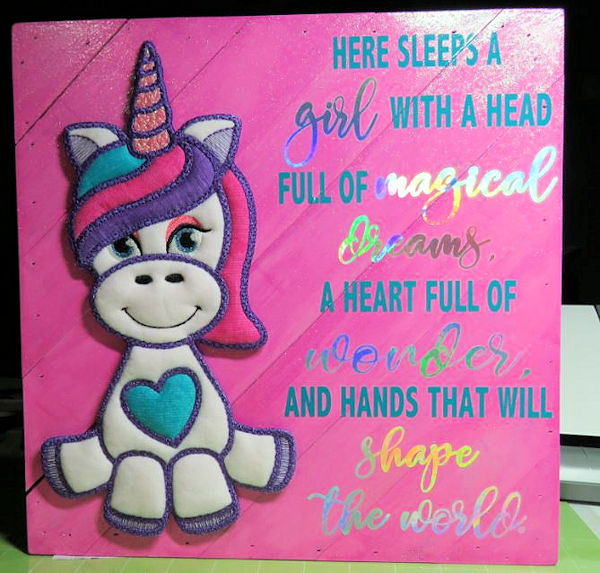 Large unicorn stitched by Sandy