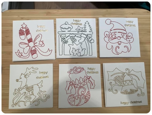 Kay Free Christmas Lineart Designs used in Cards