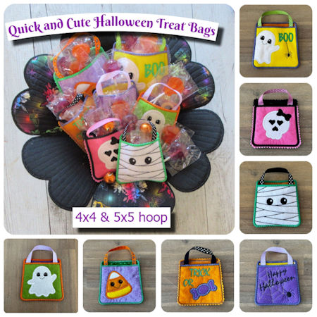 Quick and Cute In the hoop Halloween Treat Bags by Kreative Kiwi - 450