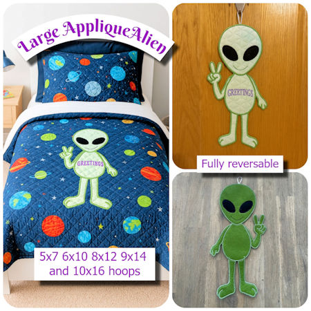 Large Applique Alien by Kreative Kiwi- 450
