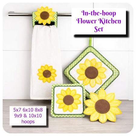 In the hoop Flower Kitchen Set by Kreative Kiwi - 450