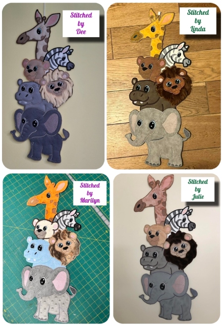 Large Applique Stacked Jungle Animal samples 0805