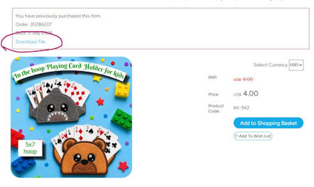 Re-download In the hoop Playing Card holder - 450