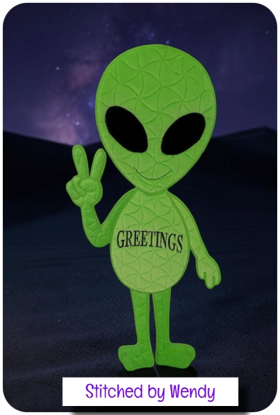 Large Applique Alien by Wendy