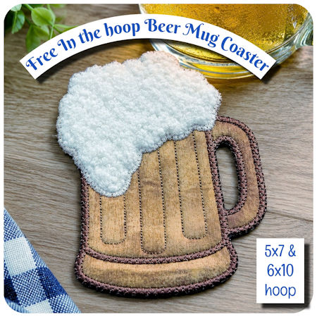 Free In the hoop Beer Mug Coaster by Kreative Kiw - 450i