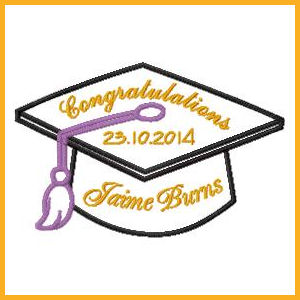 Graduation cap large applique machine embroidery design