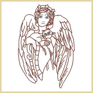 Fur Baby Angels Redwork Applique Machine Embroidery Design