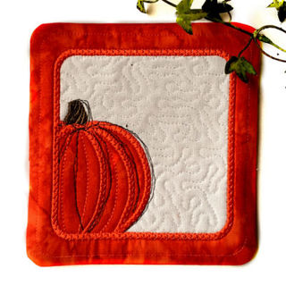 Free In the hoop Pumpkin Coaster