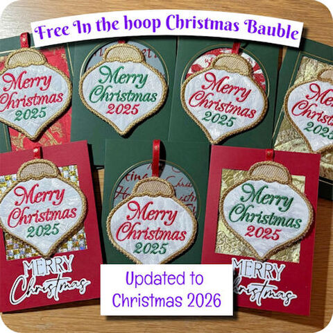 Free 2026 In the hoop Christmas Bauble