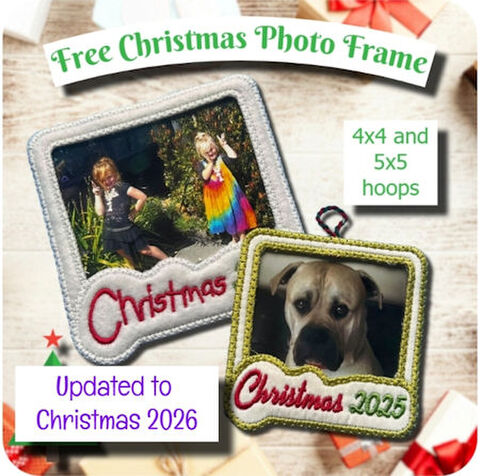 Free In the hoop Christmas Photo Frame