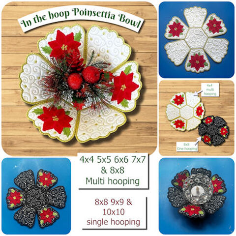 In the hoop Poinsettia Christmas Bowl
