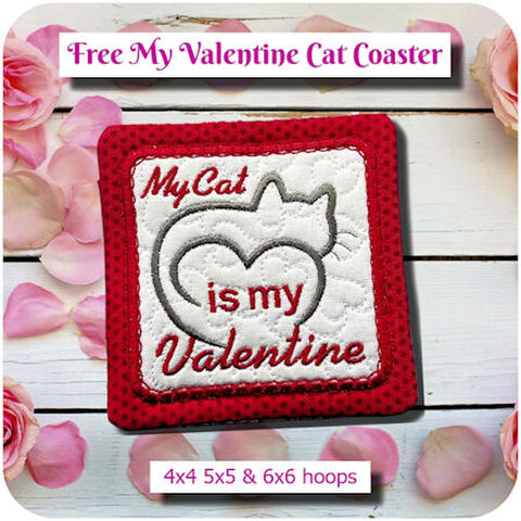 My Cat is my Valentine Free Coaster