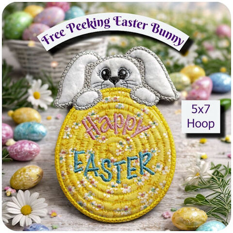 Free Peeking Bunny Easter Egg Mug Rug