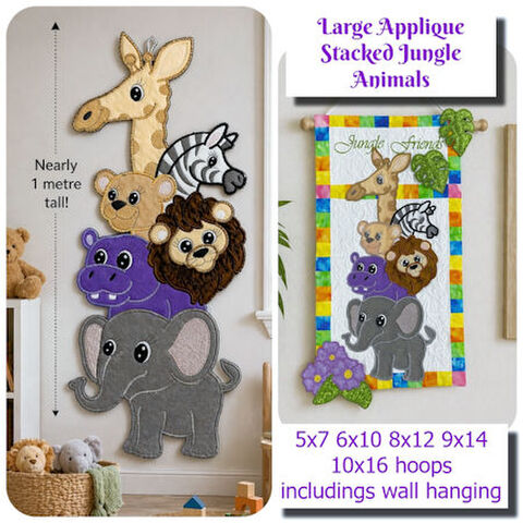 Large Applique Stacked Jungle Animals