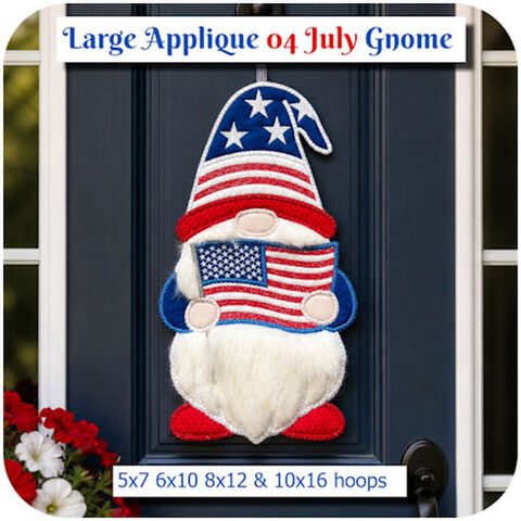 Large Applique USA Gnome