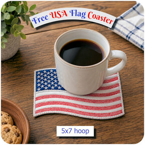 Free In the hoop USA Flag Coaster