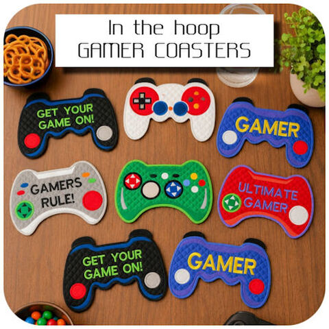 In the hoop Gamers Coasters