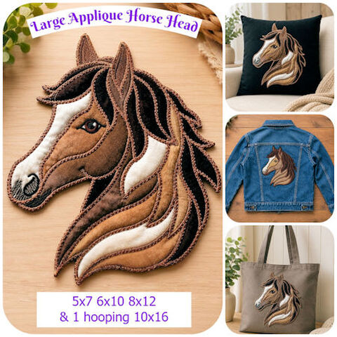 Large Applique Horse Head
