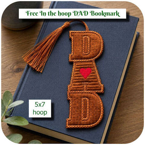 Free In the hoop Dad Bookmark