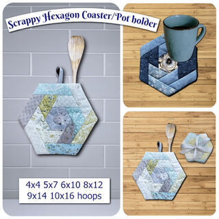 How to make in the hoop scrappy Hexagon Coasters